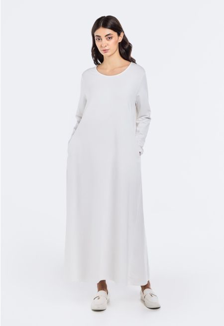 Solid A-Line Maxi Basic Dress