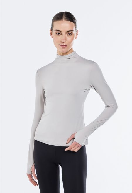 High Neck Long Sleeve Basic Top