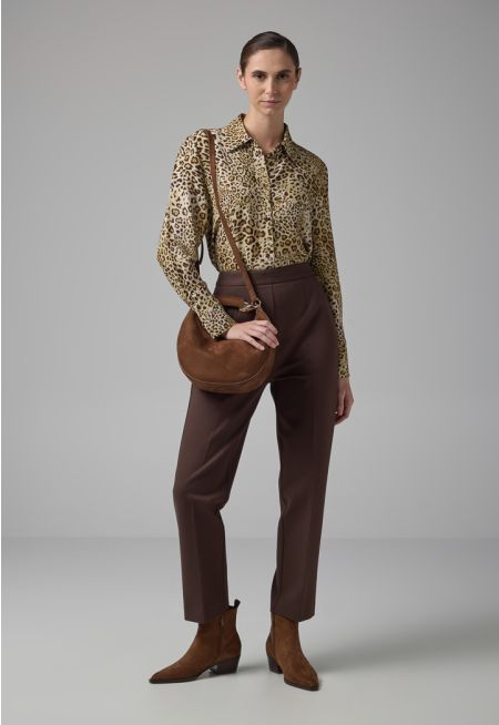 Solid Straight Leg Trousers