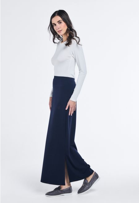 Solid Basic Maxi A-Line Skirt