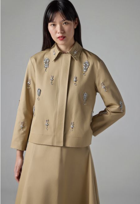 Solid Embellished Rhinestones Jacket