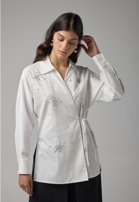 Solid Crystal Embellished Shirt
