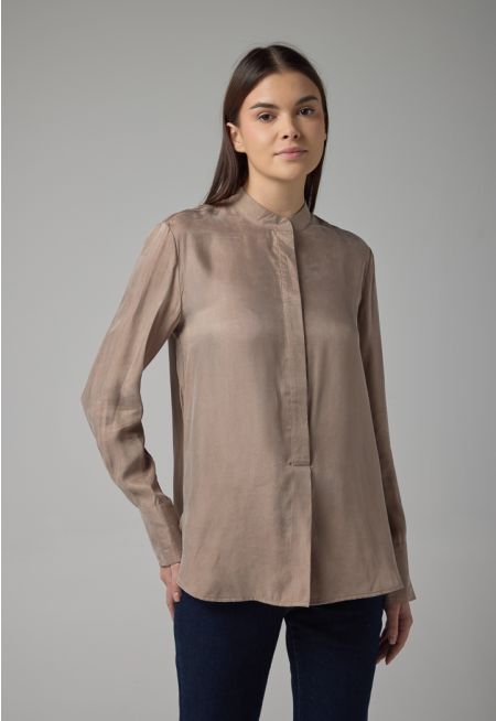 Mandarin Collar Basic Shirt 