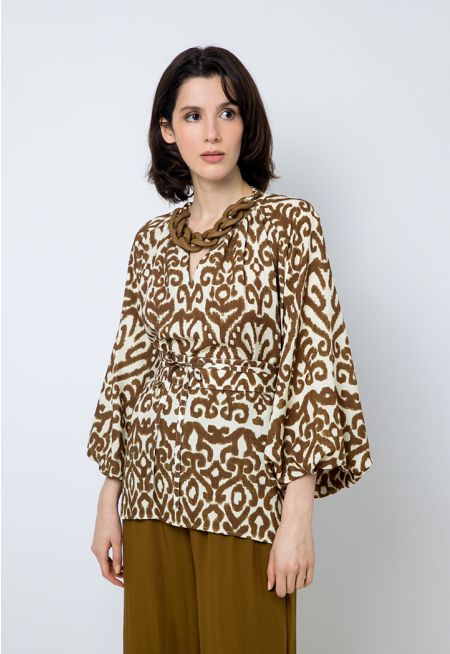 Printed Puff Sleeves Blouse 