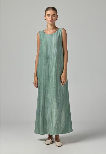Crinkled Sleeveless Maxi Dress