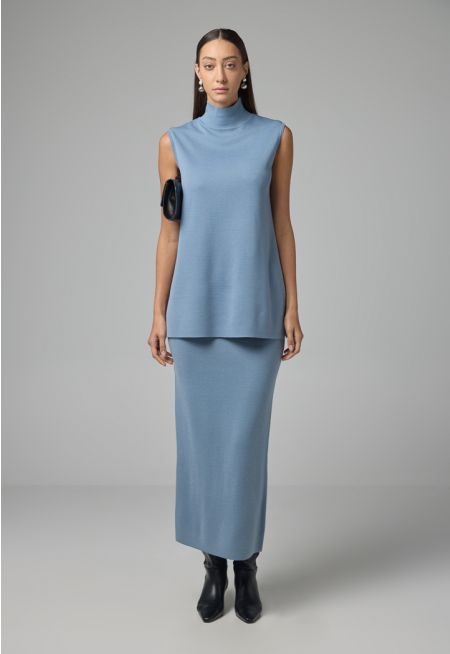 Knitted Straight Cut Solid Skirt