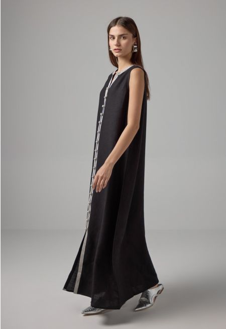 Contrast Embroidered Flared Dress - Ramadan Style