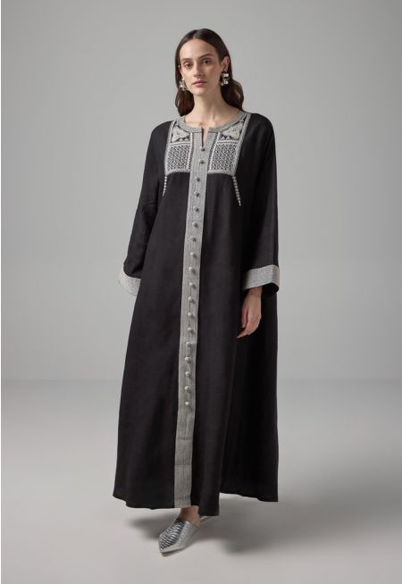 Lurex Embroidered Flared Dress - Ramadan Style