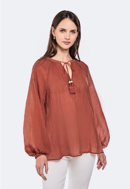 Crinkled Pleated Blouse