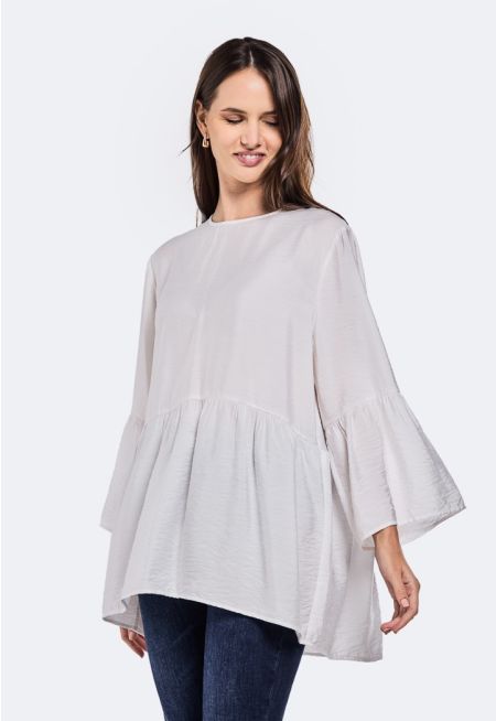 Crinkled Ruffled hem Blouse