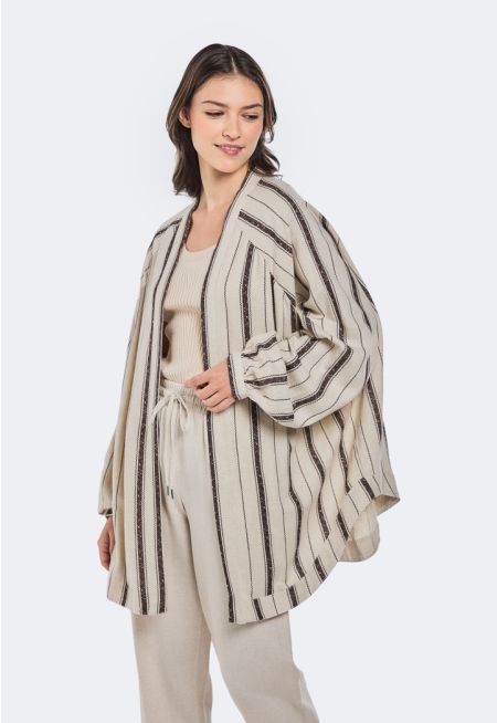 Contrast Striped Kimono