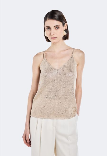 Knitted Sequin Embellished Top
