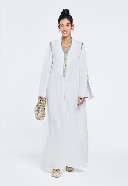 Crinkled Lace Embellished Dress- Ramadan Style