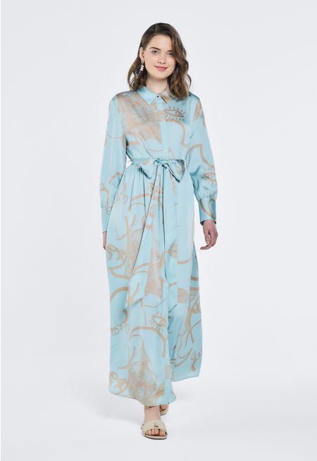 Printed Belted Shirt Dress- Ramadan Style