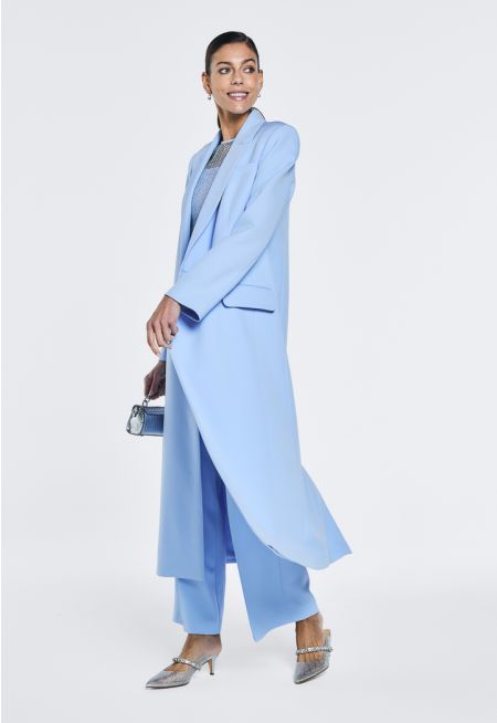 Notched Collar Solid Long Jacket