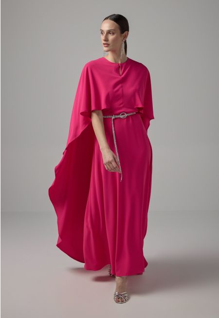 Cape Details Maxi Dress