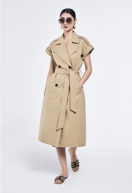 Sleeveless Tench Coat Dress