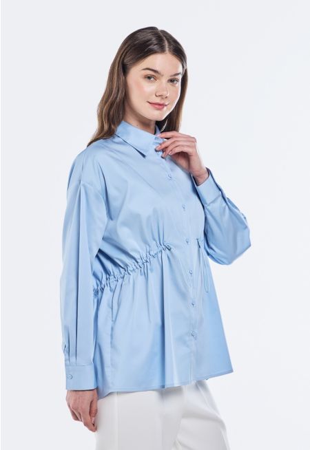 Solid Drawstring Waist Shirt