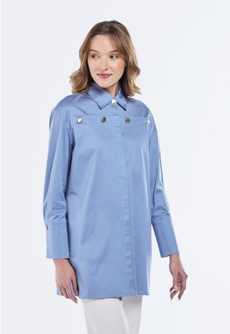 Solid Button Embellished Shirt