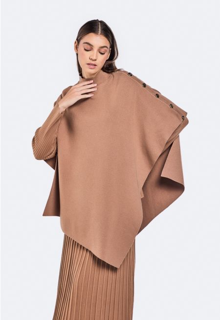 Knitted Asymmetrical Hem Poncho
