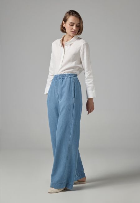 Wide Leg Denim Trousers