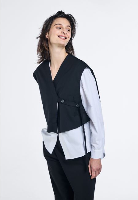 Solid Shirt With Attached Vest