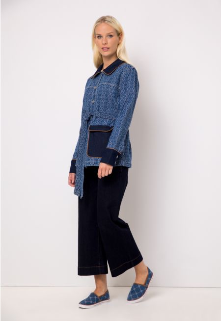 Mid Waist Wide Leg Denim Trouser