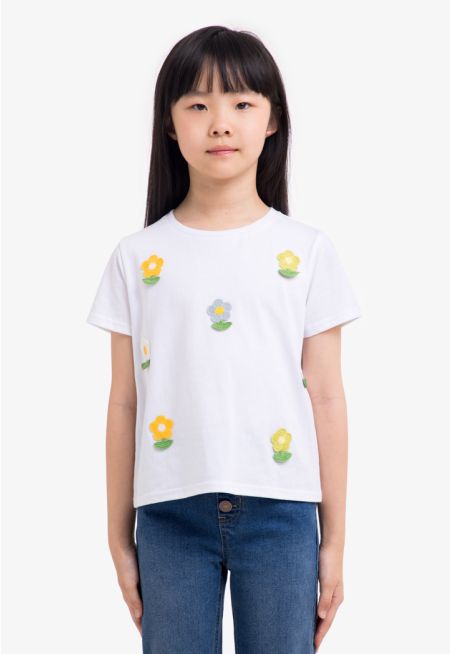 Embroidered Patch Short Sleeves T-Shirt