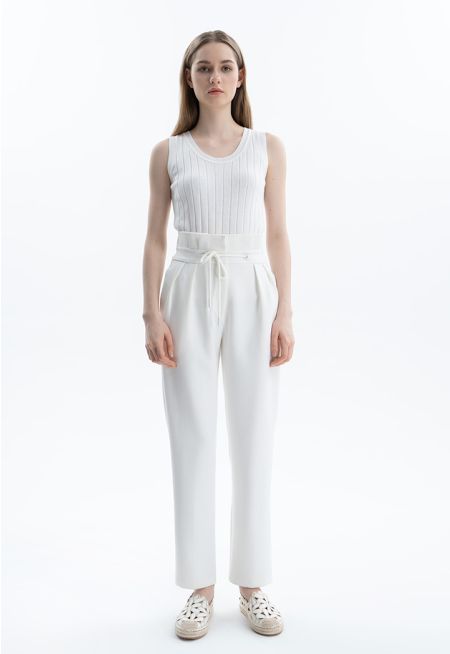 Solid Ankle Length pants with drawstrings