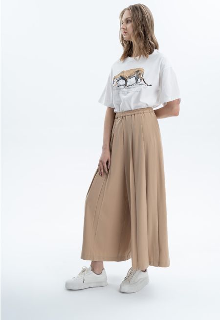 Wide Hem Fold Solid Trouser