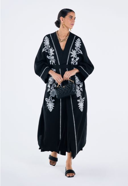 Blanket Stitch Embroidered Abaya