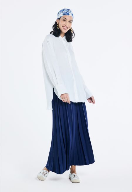 Solid Pleated Flared skirt