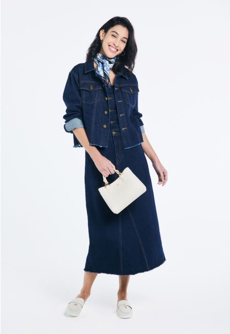 Smocked Back Denim Dungaree Dress- Ramadan Style