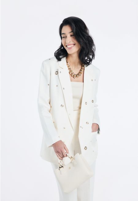 Open Front Blazer With Metal Eyelets