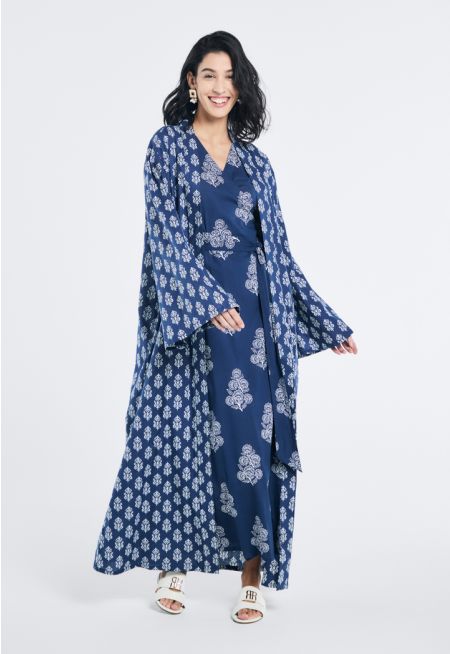 Floral Print Belted Maxi Abaya- Ramadan Style