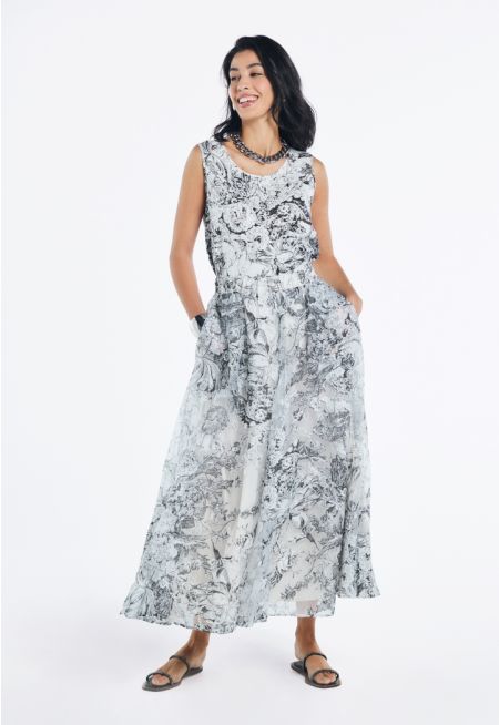 Floral Printed Organza Skirt- Ramadan Style