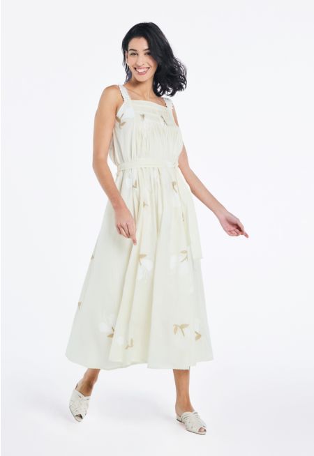 Printed Pleated Sleeveless Dress- Ramadan Style