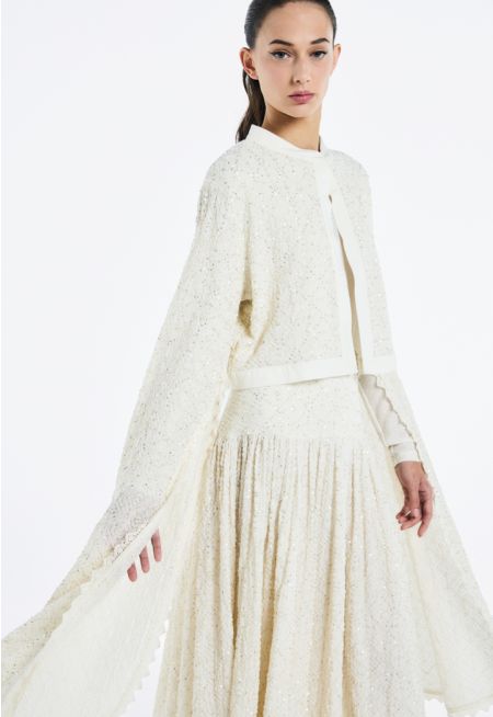 Sequin Lace Cape Sleeves jacket- Ramadan Style