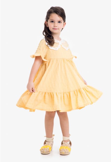 Seersucker Circular Flounce Dress