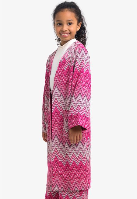 Ikat Long Sleeves Front Open Cardigan - Co Ords