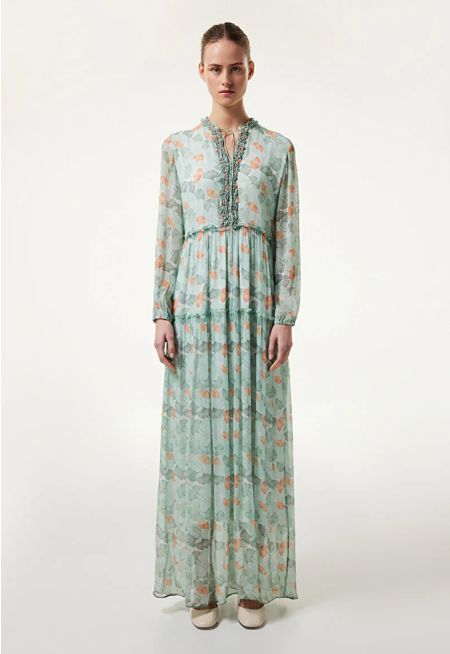 Machka- Leaf Pattern Embroide Dress 
