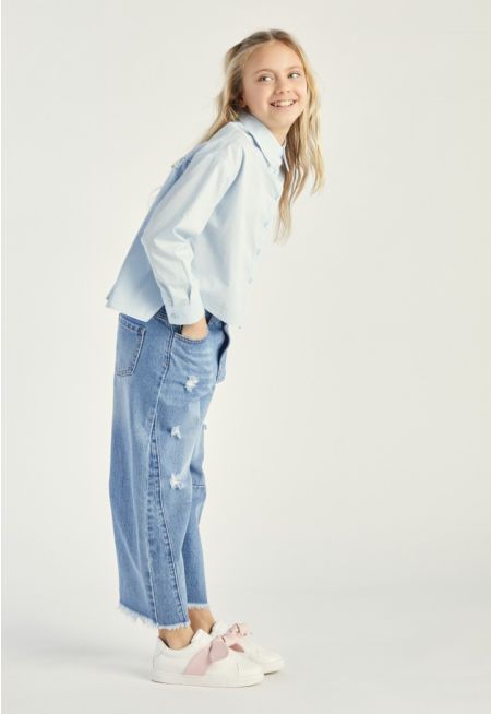 Frayed Hems Denim Jeans
