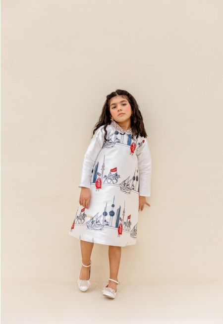 Kuwait National Day Crystal Printed Dress