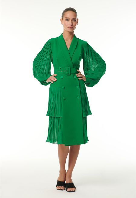 Pleated Double Breasted Blazer Dress -Sale