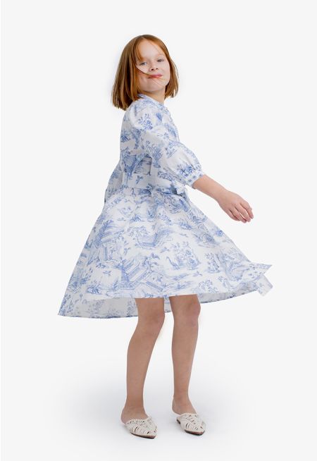 Printed Belted Dress
