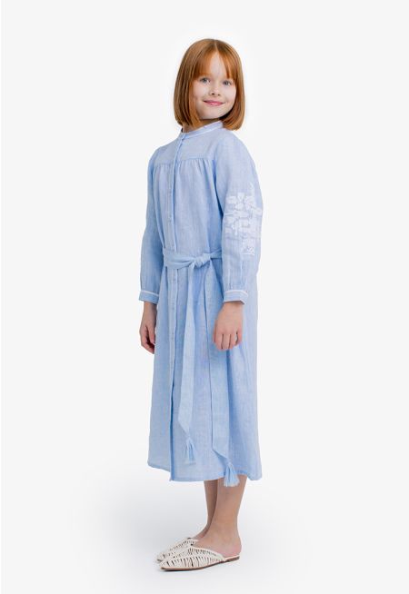 Solid Embroidered Maxi Dress