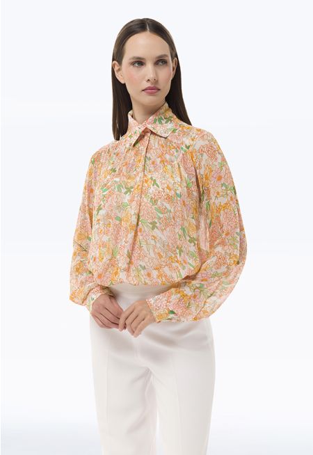 Floral Printed Soft Loose Blouse -Sale