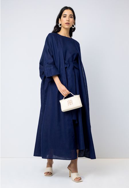Kimono Sleeve Belted Open Abaya