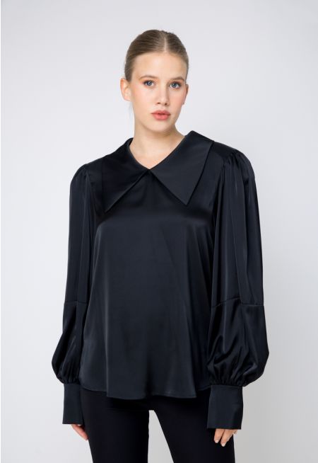 Balloon Sleeves Solid Blouse