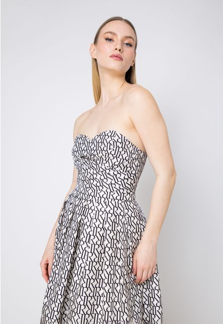 Monogram Print Cropped Tube Top